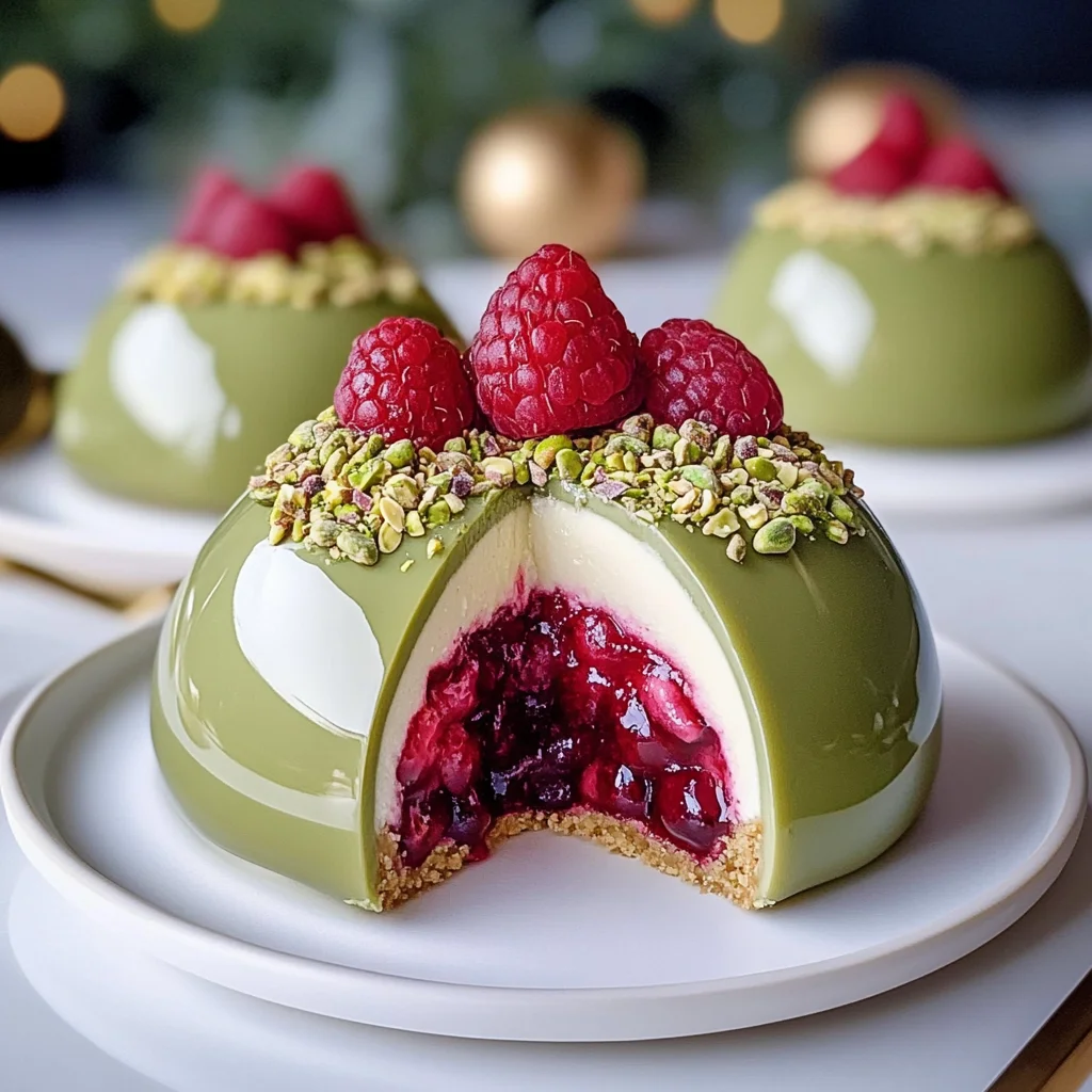 Pistachio Cheesecake Domes With Raspberry Surprise Recipe