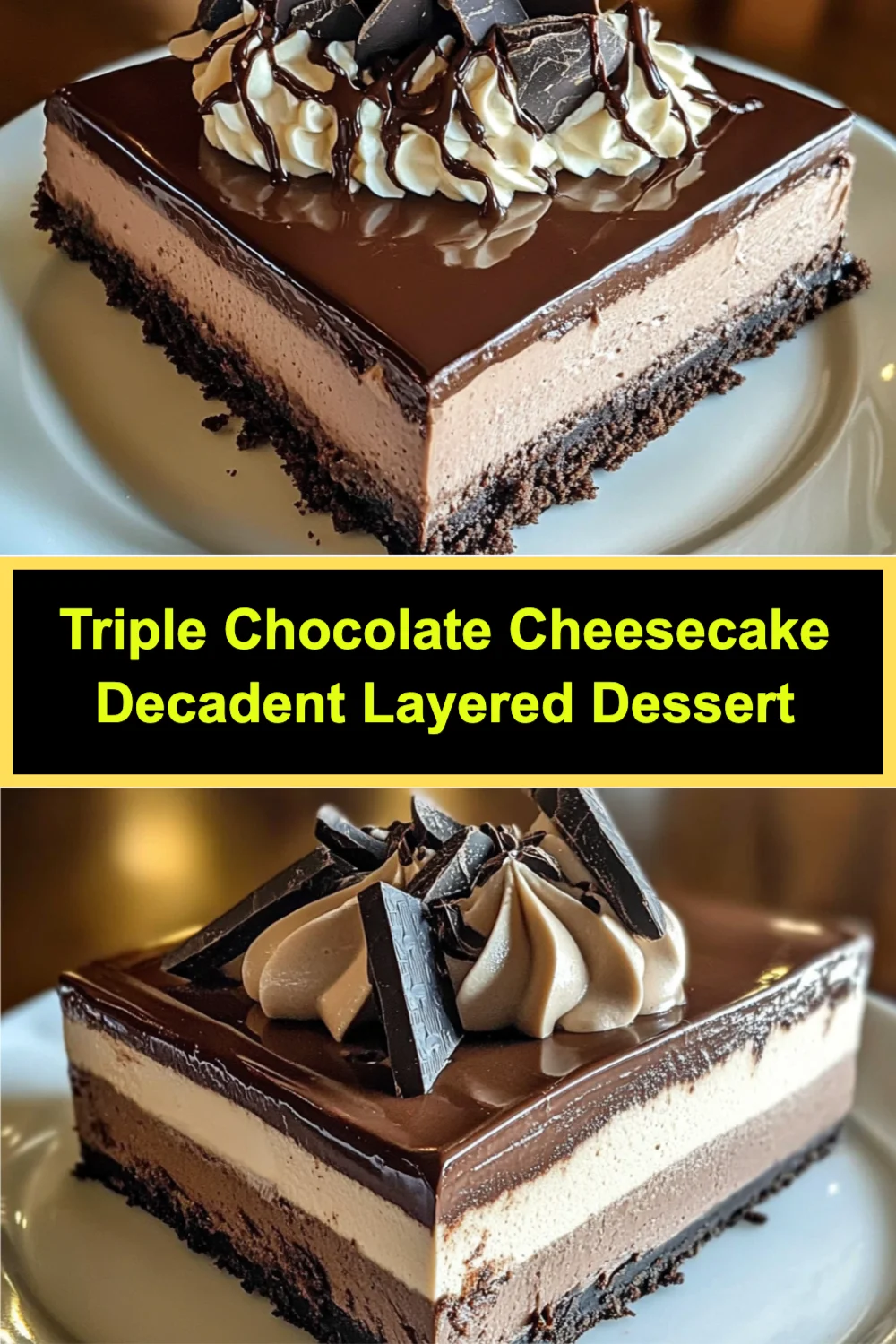 Triple Chocolate Cheesecake Decadent Layered Dessert