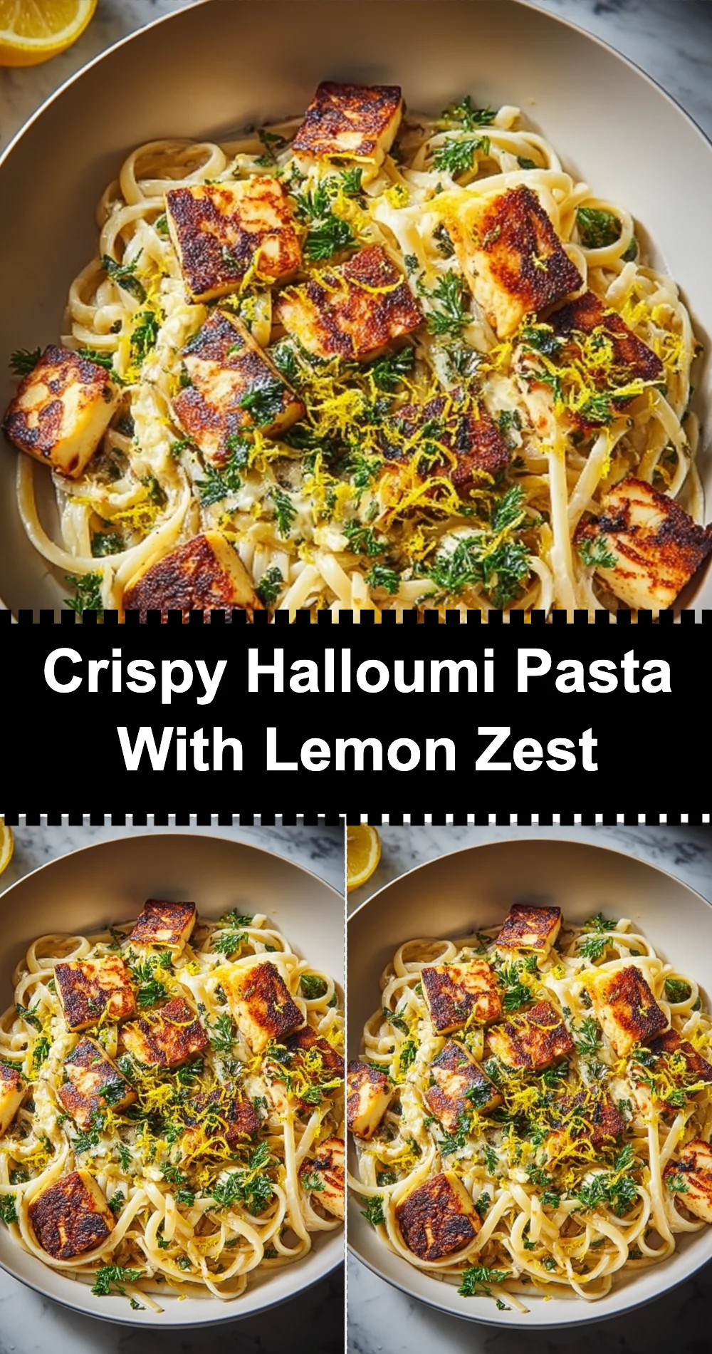 Crispy Halloumi Pasta with Lemon Zest Recipe