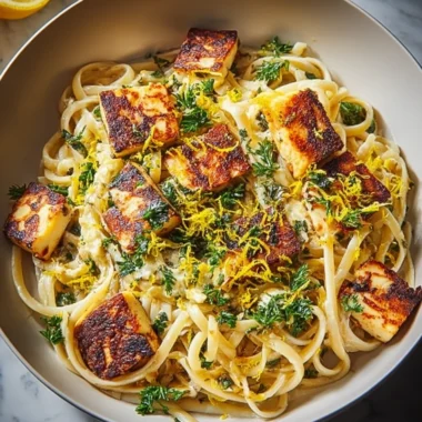 Crispy Halloumi Pasta with Lemon Zest Recipe