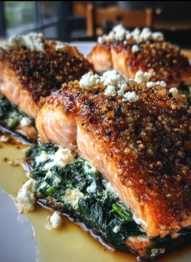 Crispy Stuffed Salmon with Spinach and Whipped Feta Recipe