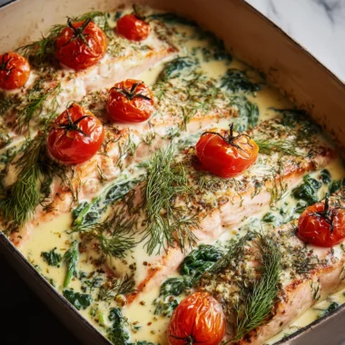Deliciously Easy Creamy Boursin Salmon Bake Recipe