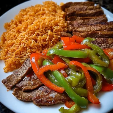 Easy Steak Fajita Plate With Seasoned Rice Recipe