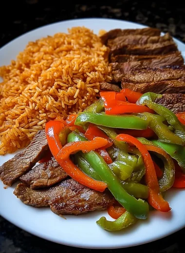 Easy Steak Fajita Plate With Seasoned Rice Recipe